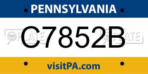 C7852B Pennsylvania License Plate