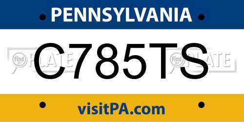 C785TS Pennsylvania License Plate
