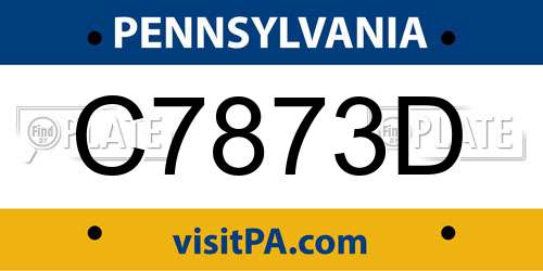 C7873D Pennsylvania License Plate