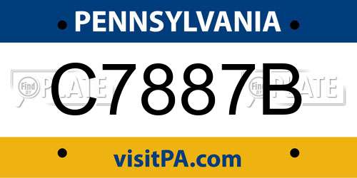 C7887B Pennsylvania License Plate