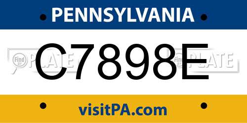 C7898E Pennsylvania License Plate