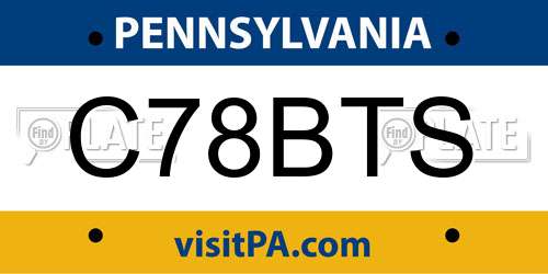 C78BTS Pennsylvania License Plate