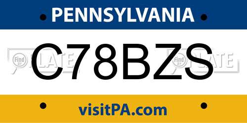 C78BZS Pennsylvania License Plate