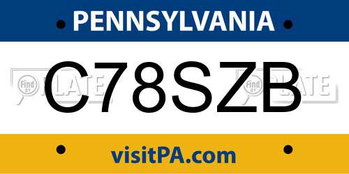 C78SZB Pennsylvania License Plate