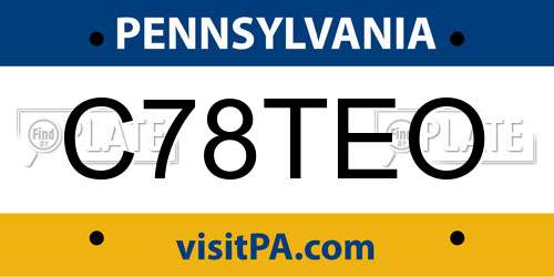 C78TEO Pennsylvania License Plate