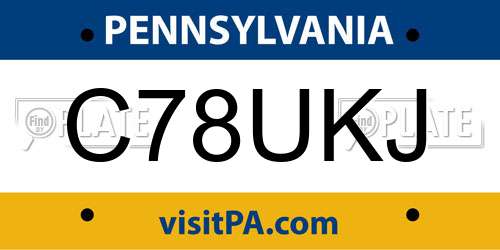 C78UKJ Pennsylvania License Plate