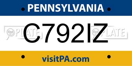 C792IZ Pennsylvania License Plate