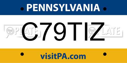 C79TIZ Pennsylvania License Plate