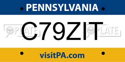 C79ZIT Pennsylvania License Plate