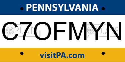 C7OFMYN Pennsylvania License Plate