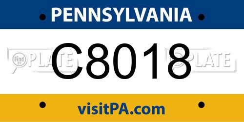 C8018 Pennsylvania License Plate