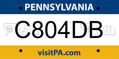 C804DB Pennsylvania License Plate