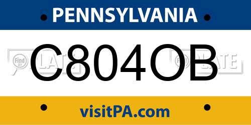 C804OB Pennsylvania License Plate