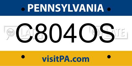 C804OS Pennsylvania License Plate