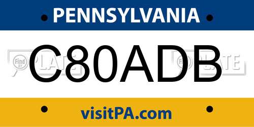 C80ADB Pennsylvania License Plate