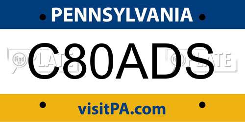 C80ADS Pennsylvania License Plate