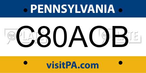 C80AOB Pennsylvania License Plate