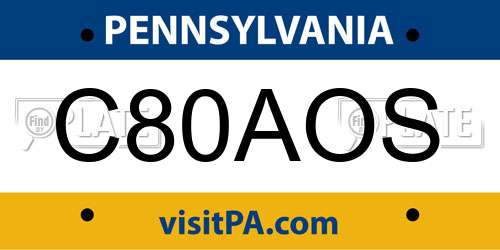 C80AOS Pennsylvania License Plate
