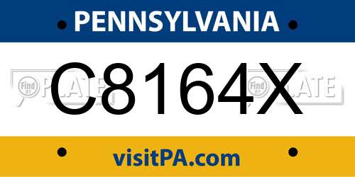 C8164X Pennsylvania License Plate