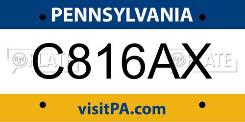 C816AX Pennsylvania License Plate