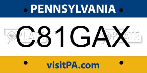 C81GAX Pennsylvania License Plate