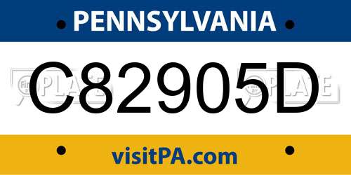 C82905D Pennsylvania License Plate