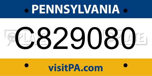 C829080 Pennsylvania License Plate