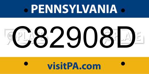 C82908D Pennsylvania License Plate