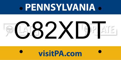 C82XDT Pennsylvania License Plate