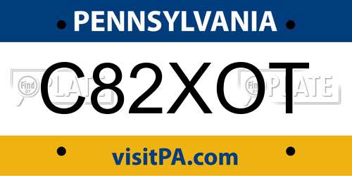 C82XOT Pennsylvania License Plate