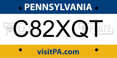 C82XQT Pennsylvania License Plate