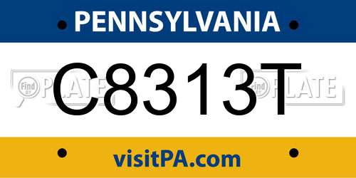 C8313T Pennsylvania License Plate