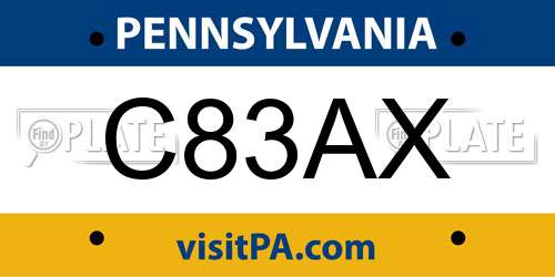 C83AX Pennsylvania License Plate