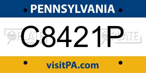 C8421P Pennsylvania License Plate