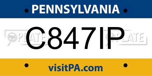 C847IP Pennsylvania License Plate