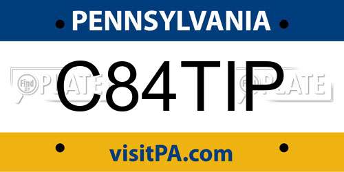 C84TIP Pennsylvania License Plate