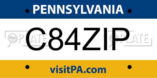 C84ZIP Pennsylvania License Plate