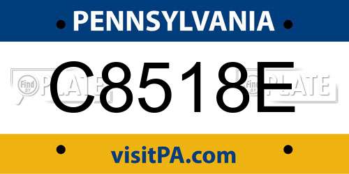 C8518E Pennsylvania License Plate