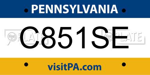 C851SE Pennsylvania License Plate