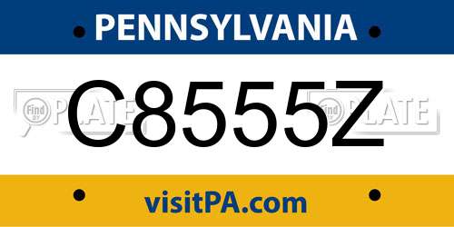C8555Z Pennsylvania License Plate