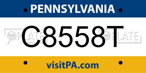 C8558T Pennsylvania License Plate