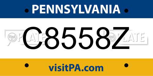 C8558Z Pennsylvania License Plate