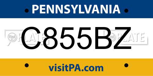 C855BZ Pennsylvania License Plate