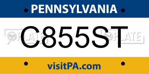 C855ST Pennsylvania License Plate