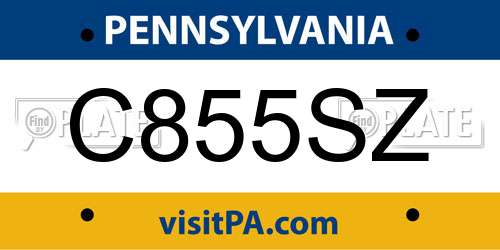 C855SZ Pennsylvania License Plate