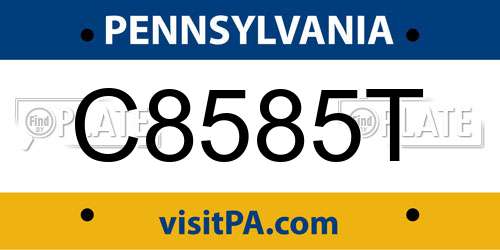 C8585T Pennsylvania License Plate