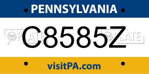 C8585Z Pennsylvania License Plate
