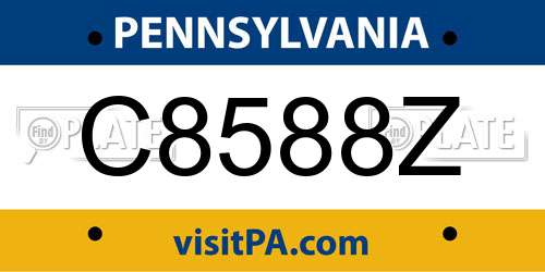 C8588Z Pennsylvania License Plate