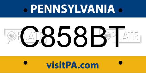 C858BT Pennsylvania License Plate