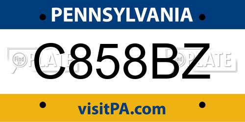 C858BZ Pennsylvania License Plate